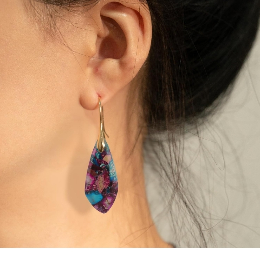 Elegant Purple and Blue Teardrop Earrings